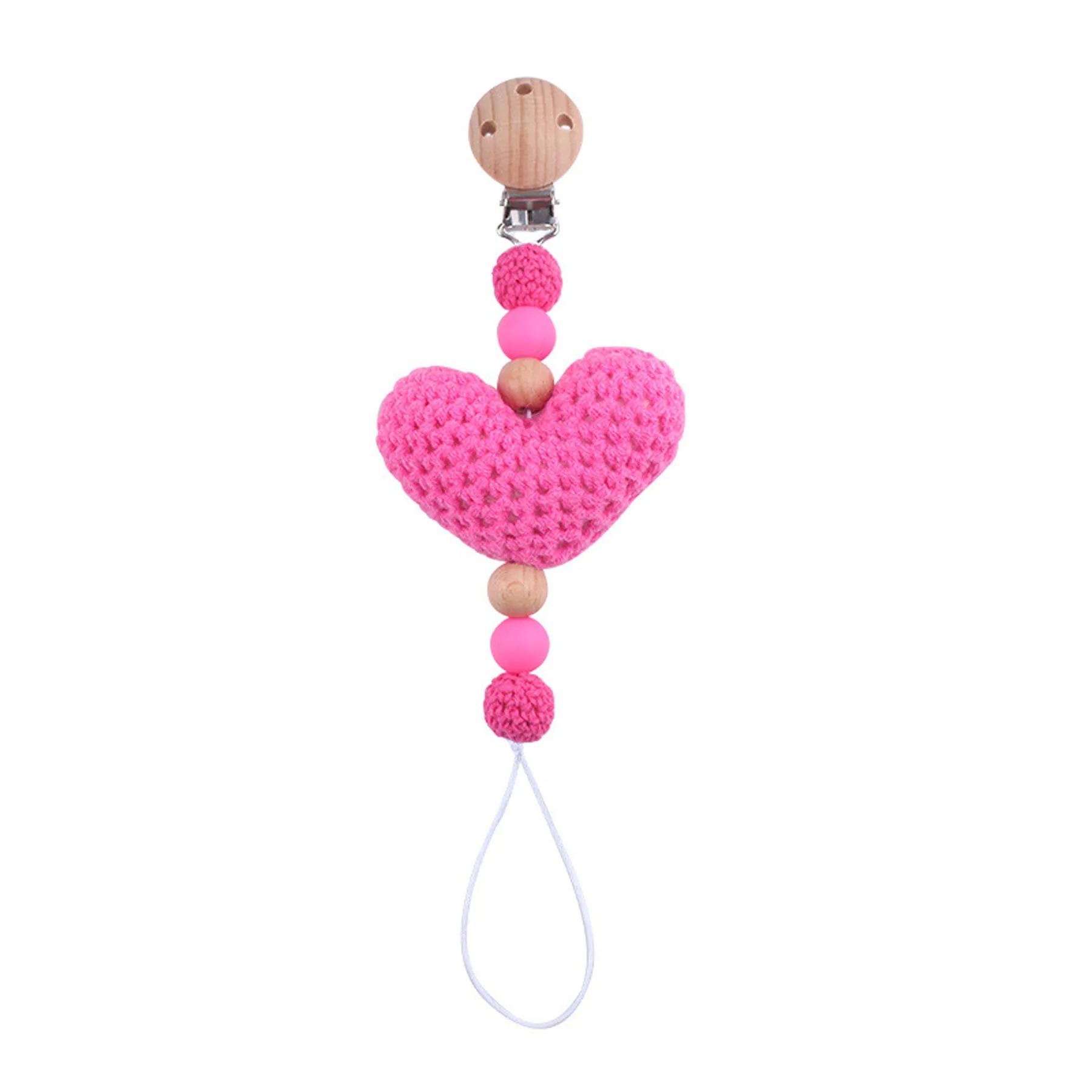 Knitted Heart Pacifier Chain 5