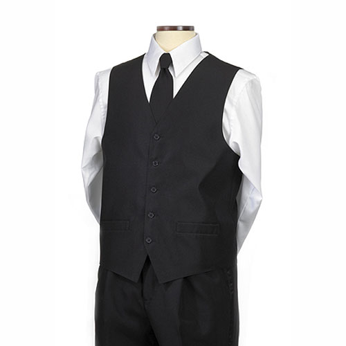 Black Polyester Men's Uniform Vest - L - 48" 2