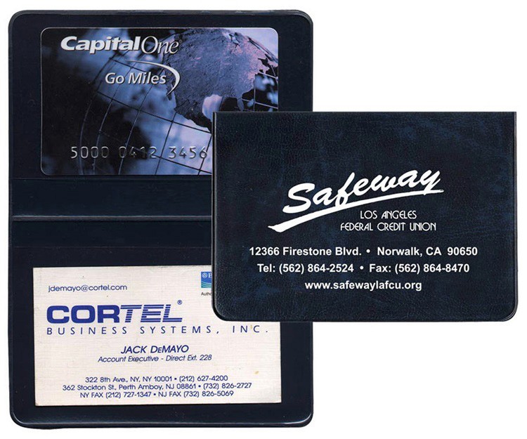 Executive Vinyl Fold Over Card Cases with Two Clear Pockets 3