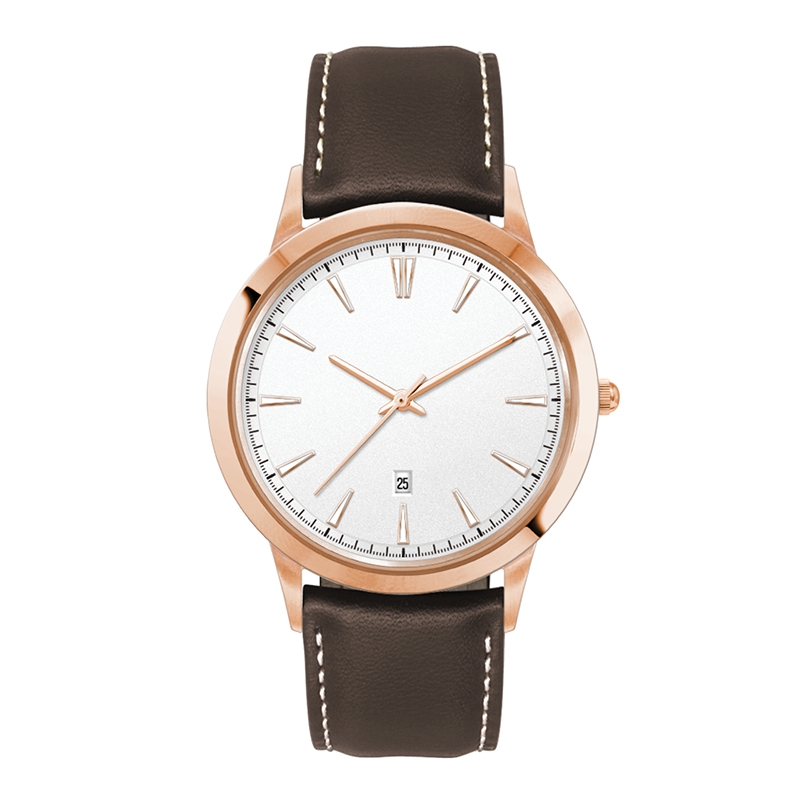 WC4218 43MM STEEL ROSE GOLD CASE, 3 HAND MVMT, WHITE DIAL, DTE DISPLAY, LEATHER STRAP, FLAT MINERAL CRYSTAL 3