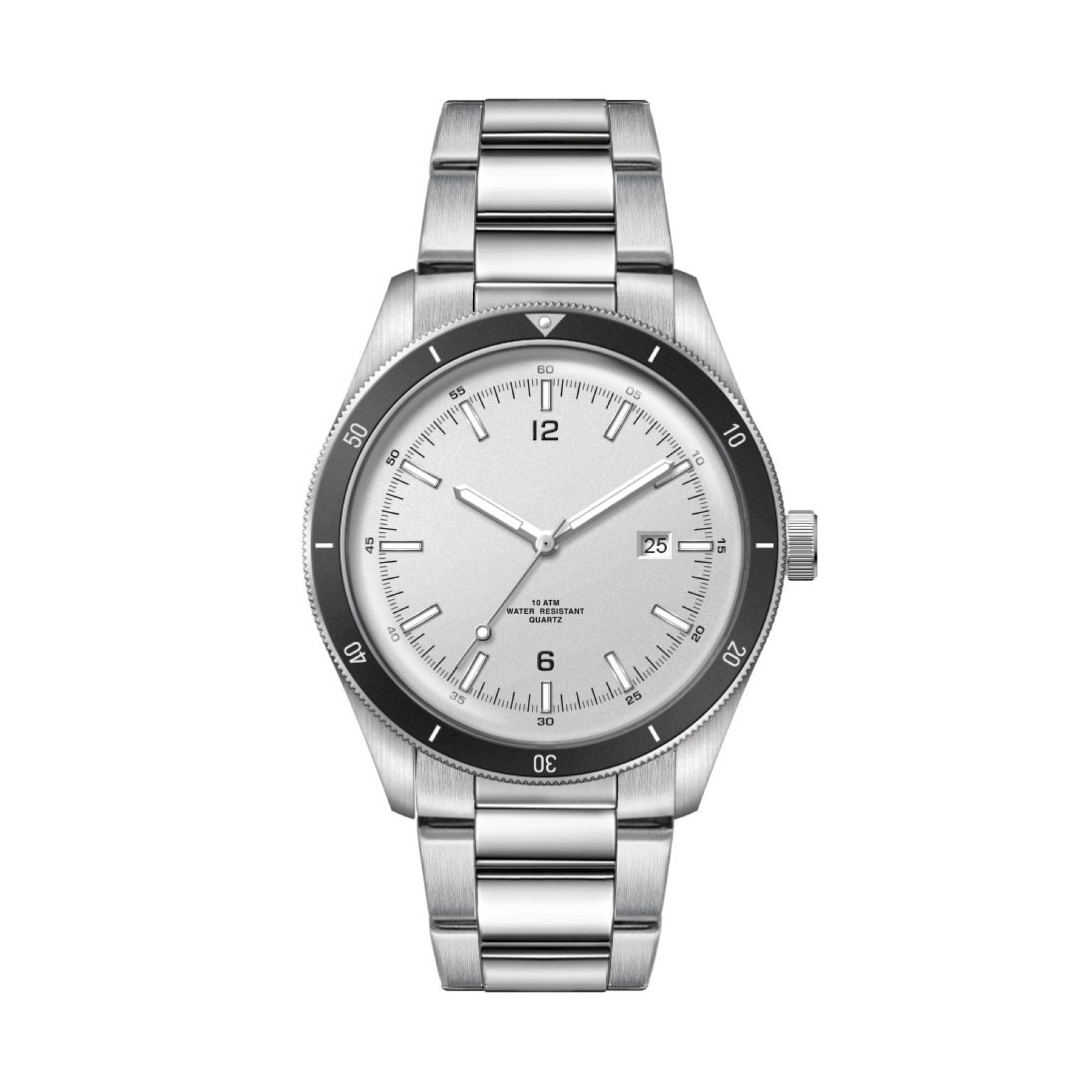41MM, SS, SILVER CASE, BK BEZEL, 3-HAND MVT, DTE 4