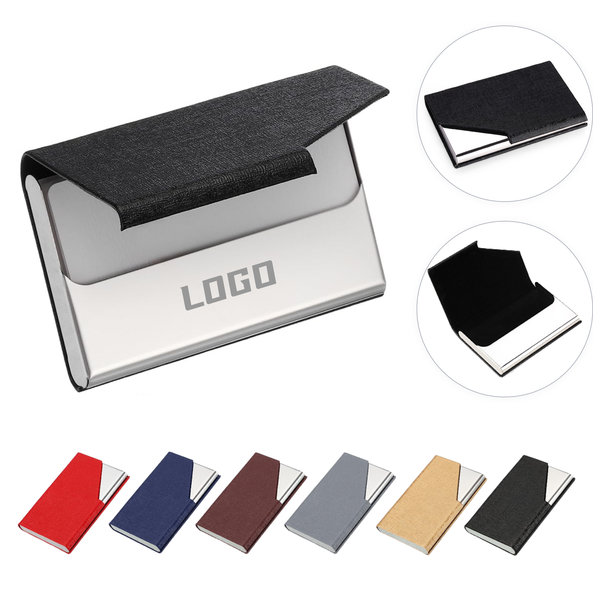 Custom Metal PU Leather Business Card Holder 2
