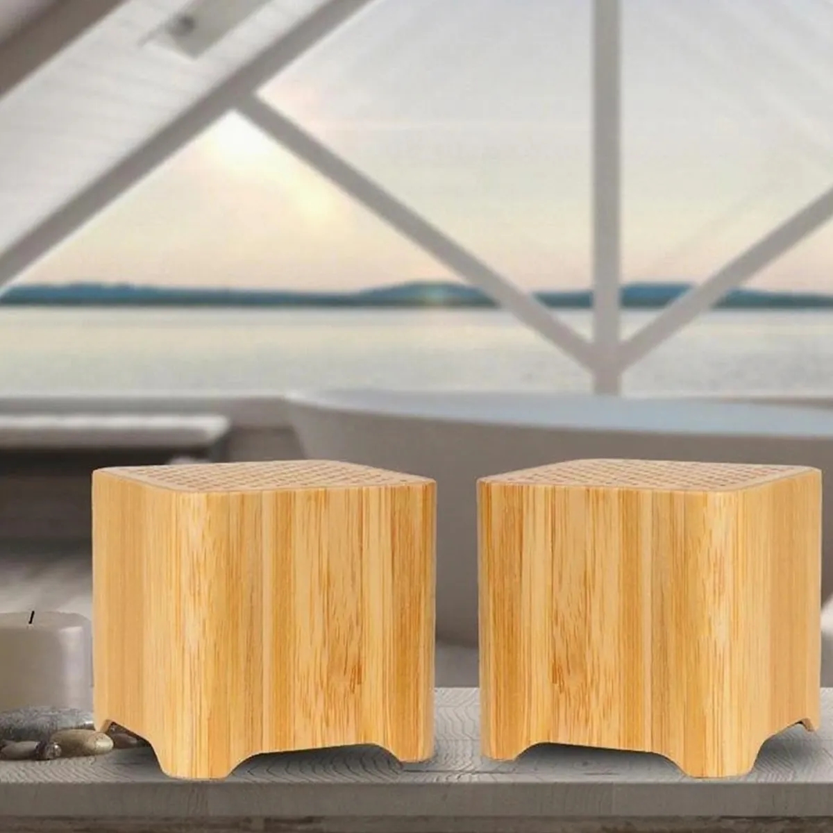 Eco-Friendly Bamboo Wood Cube Bluetooth Wireless Speaker 2
