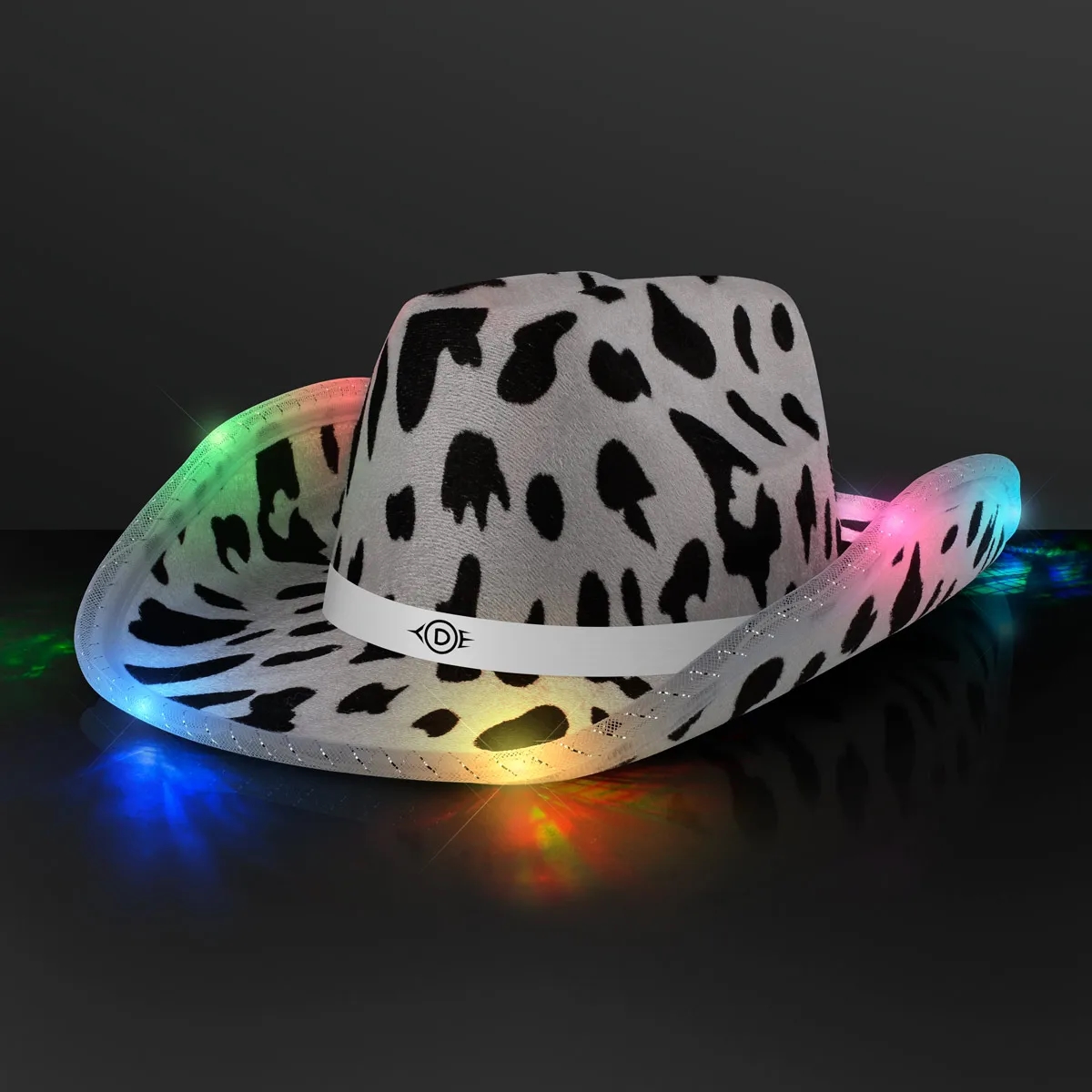 LED Cow Print Hat with White Band 3