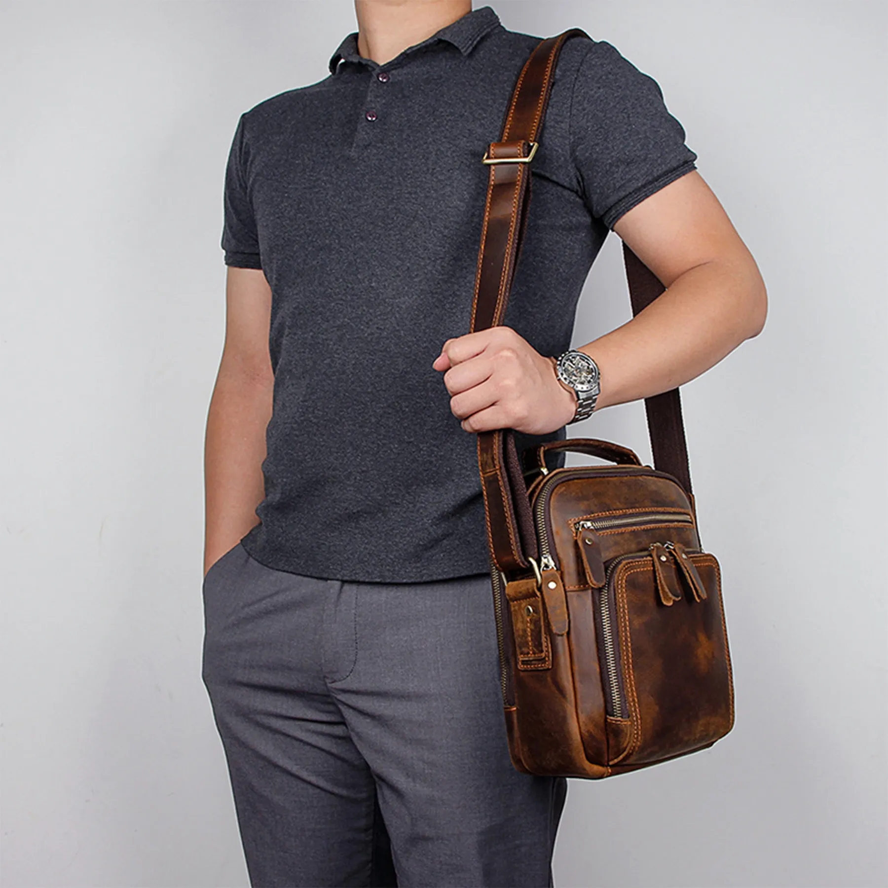 Leather Wearable backpack 7