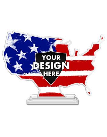 Acrylic: USA 12X8X.4 Clear, 6x2 clear base 1