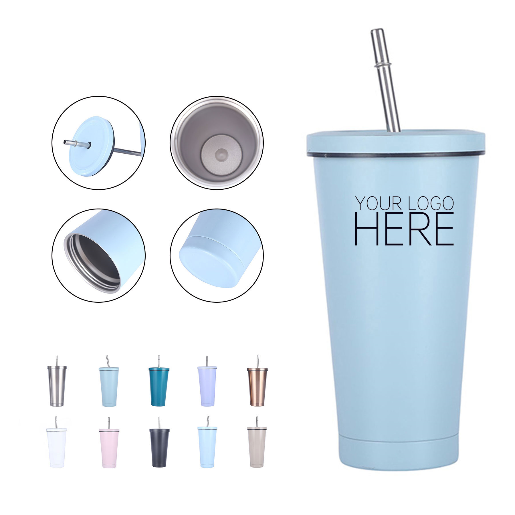 17 OZ Stainless Steel Tumbler Cup With Lid Straw 1
