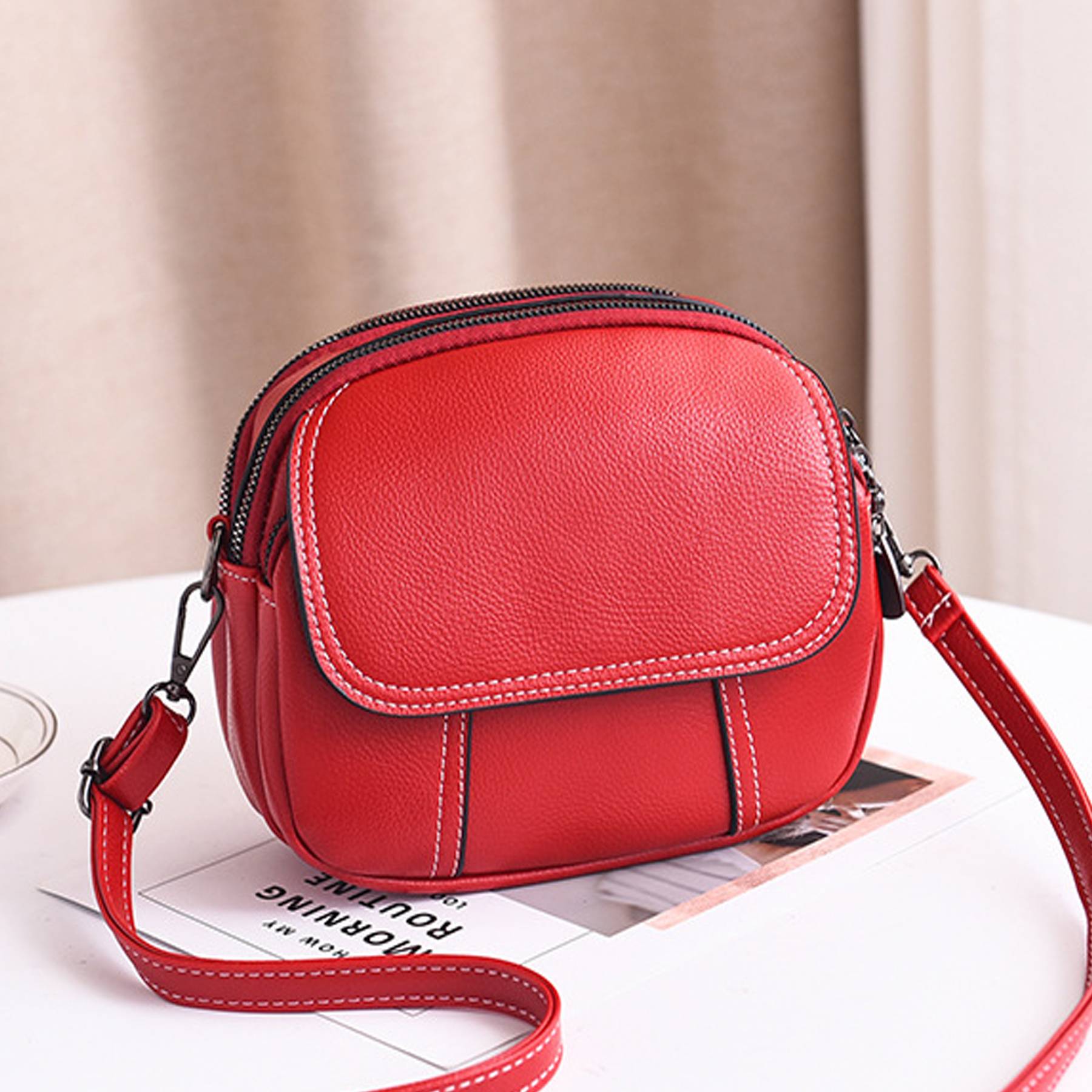 Women's PU Leather Casual Chic Shoulder Crossbody Bag 2