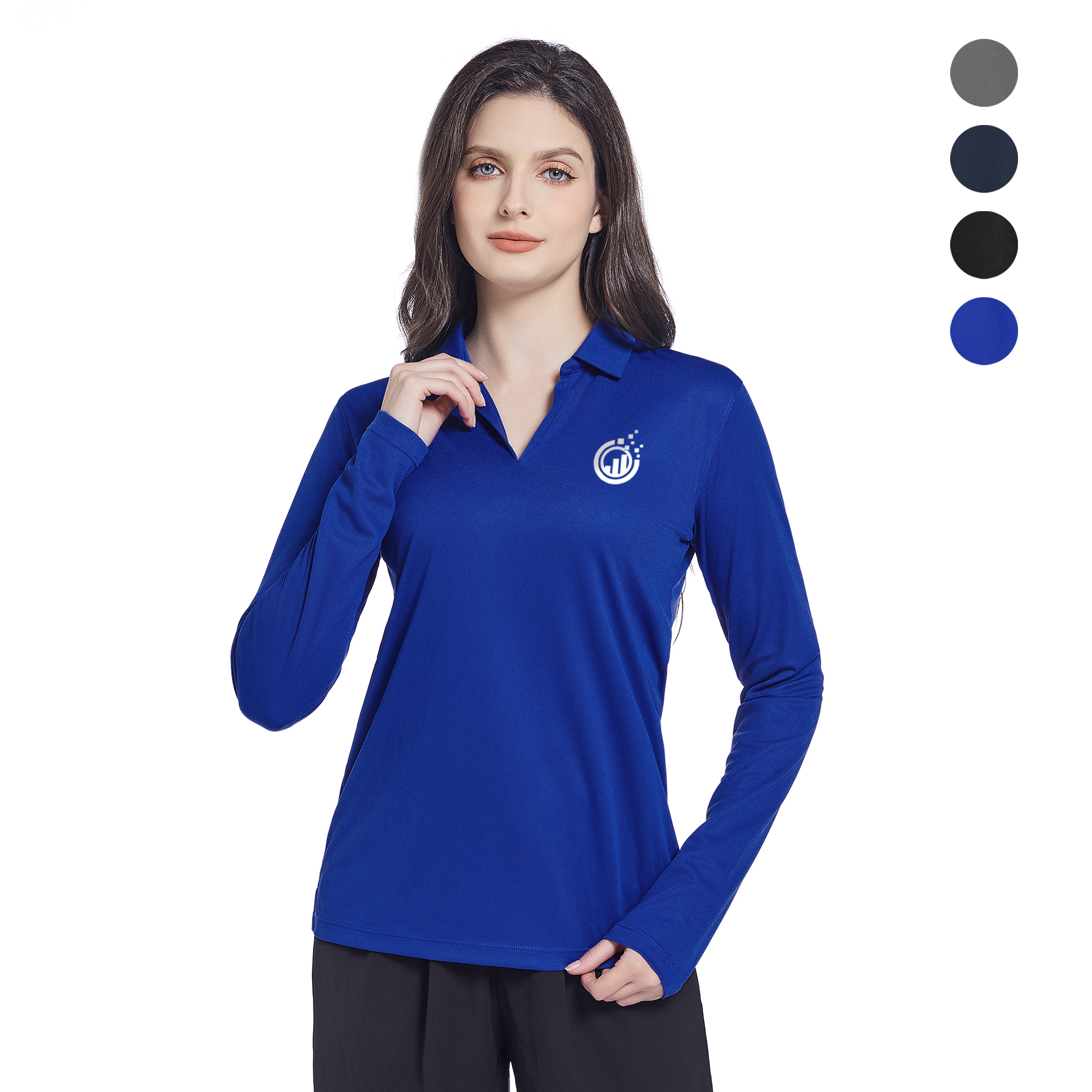 Ladies Sport Micro Pique Long Sleeve Polo Shirt 7