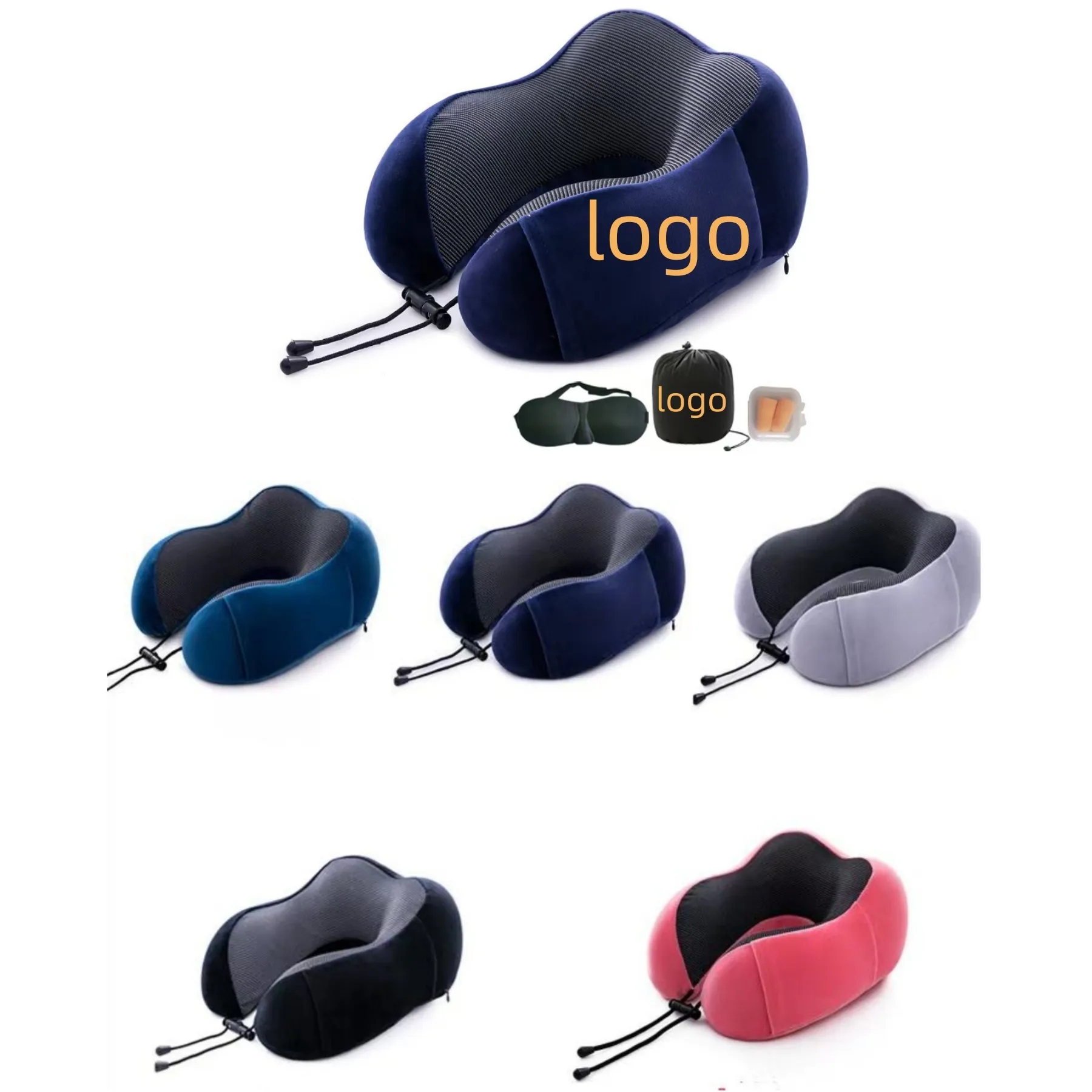 U-shaped Pure Memory Foam Travel Pillow & 4 Pieces Set 1