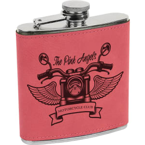 6 Oz. Laserable Leatherette Stainless Steel Flask, custom water bottle with logo imprint 3