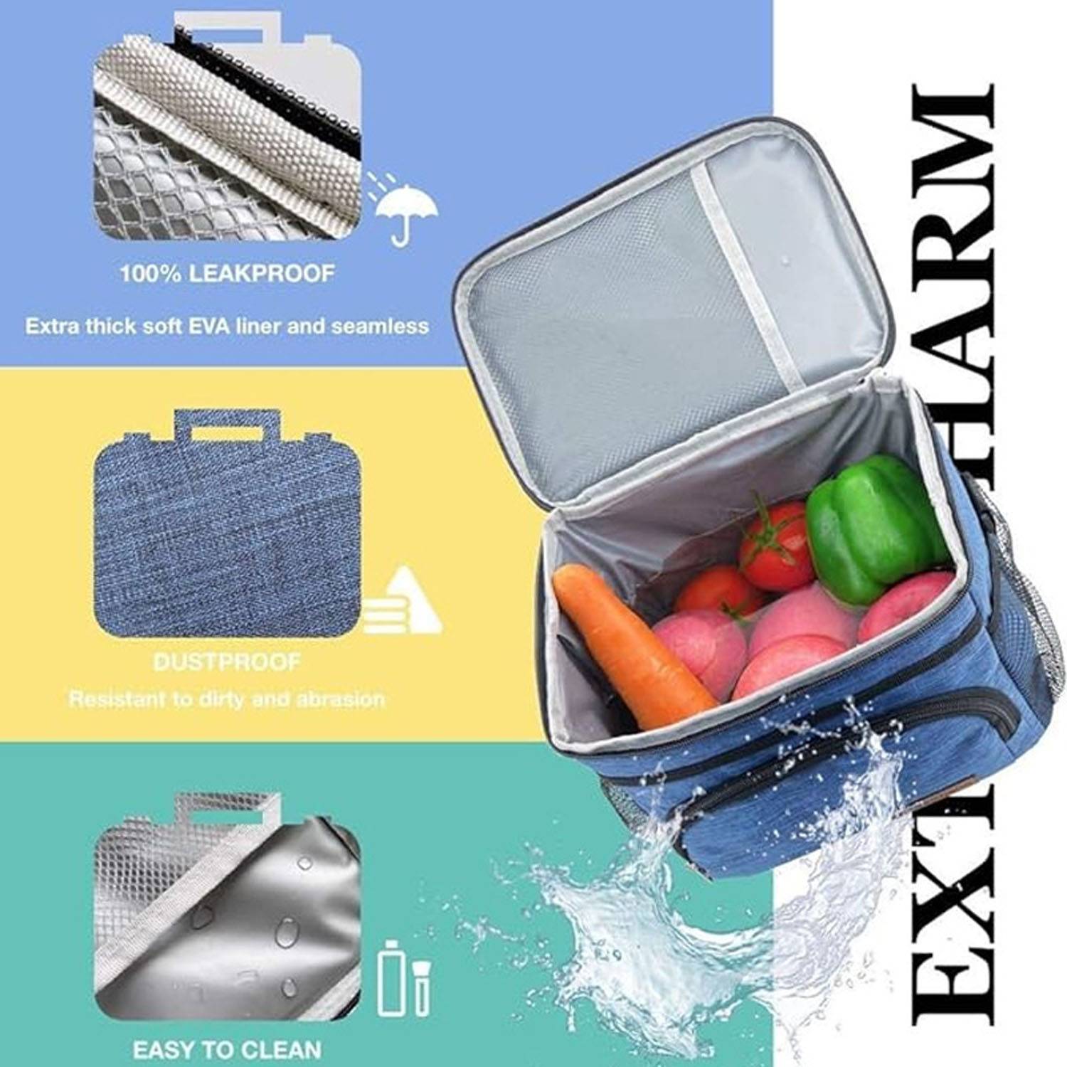 8L Oxford Insulated Cooler Lunch Bag w/ Adjustable Strap 3