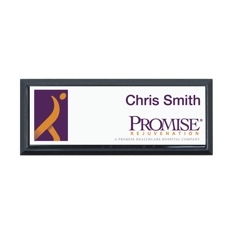 Plastic Framed Badges Square Corners (1"X3") (Full Color)
