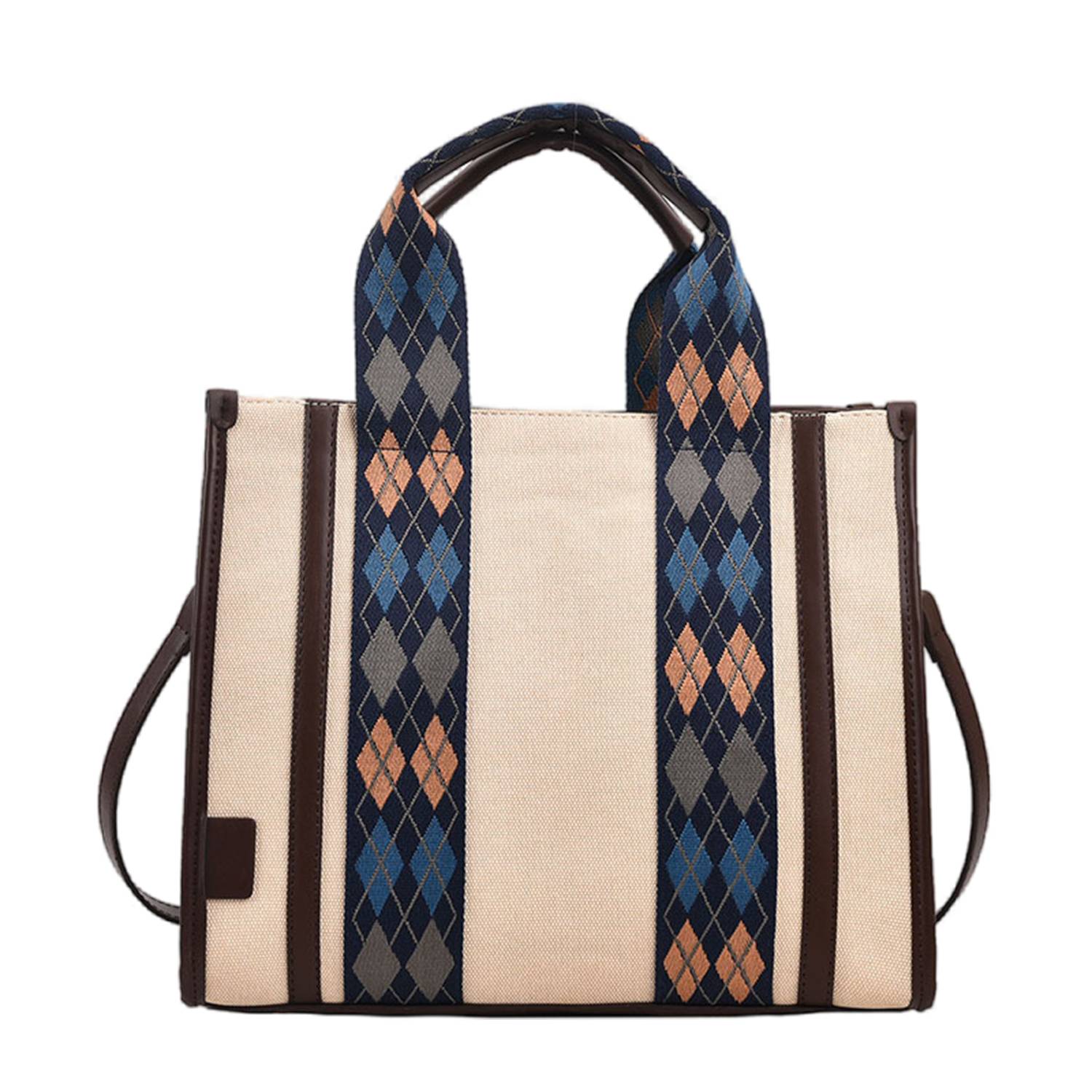 Canvas Crossbody Bag Fashion Color Clash Tote for Women 4
