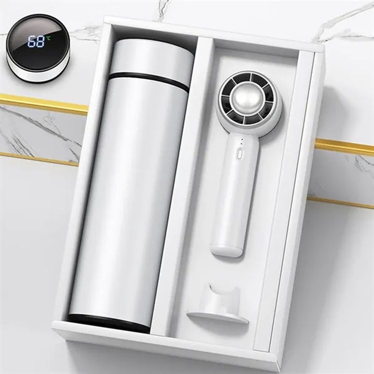 Stainless Steel Insulated Water Bottle and USB Fan Gift Set 2