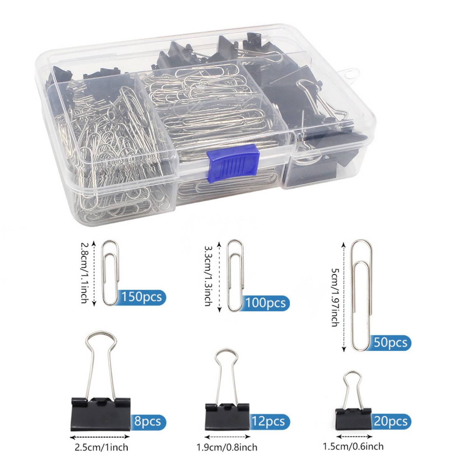 340PCS Paperclips Binder Clips Set w/Storage Box 4