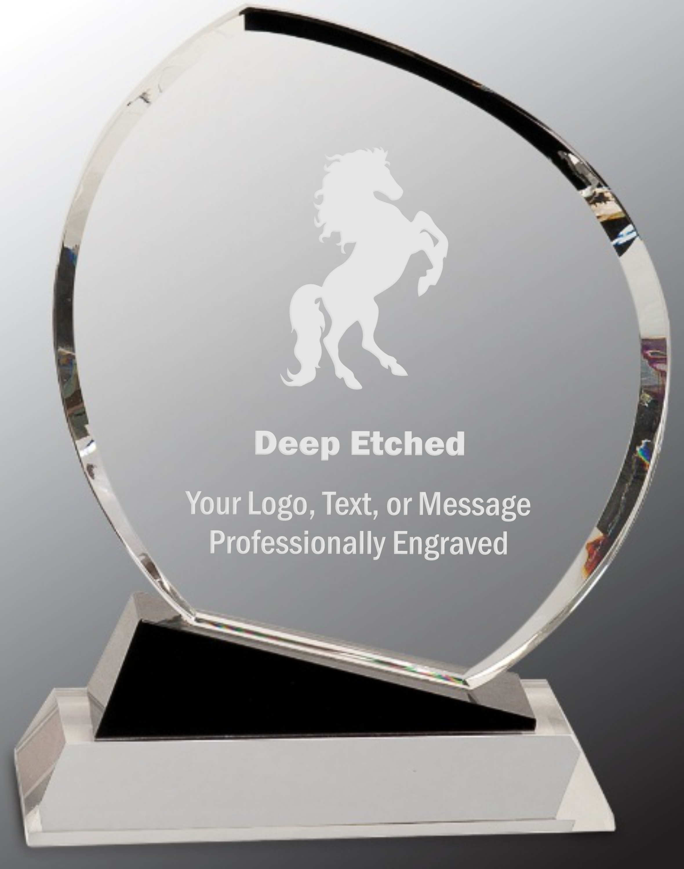 8 1/2" Crystal Award Oblong with Black Accents