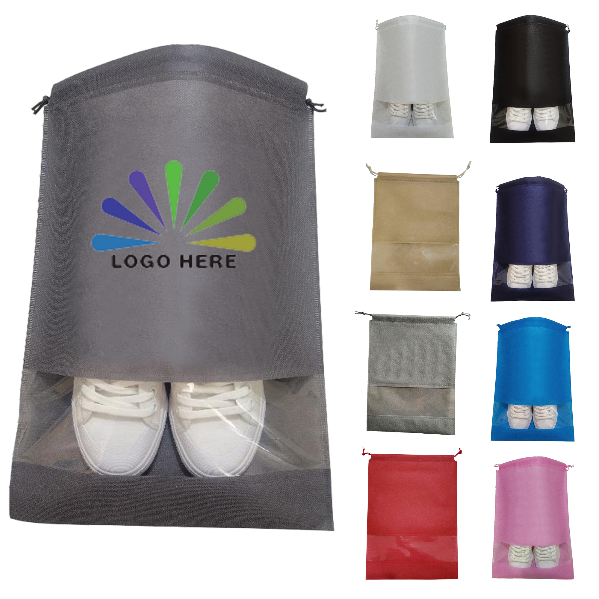 Non-Woven Shoe Bag with Clear Window ?C 12.6" ?? 17.3" 2