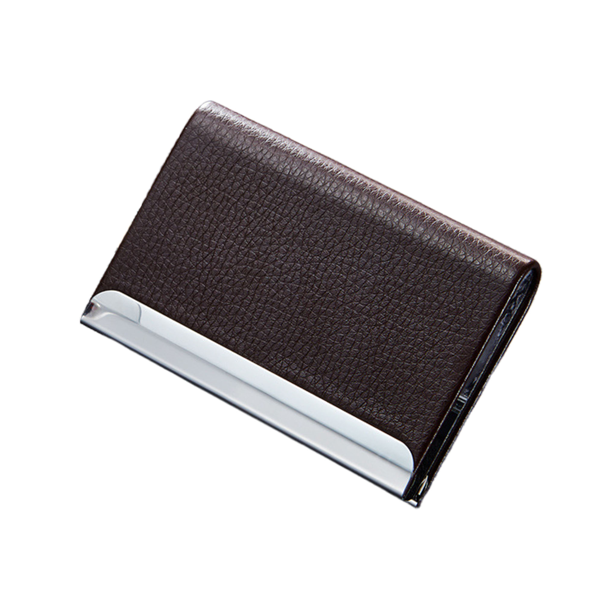 PU Leather Metal Insert Thick Large Capacity Business Card Holder 8