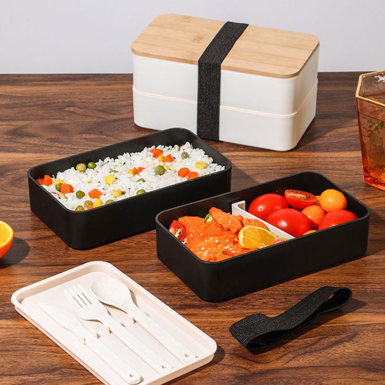 Wheat Straw Bento Lunch Box Double-Layer 1
