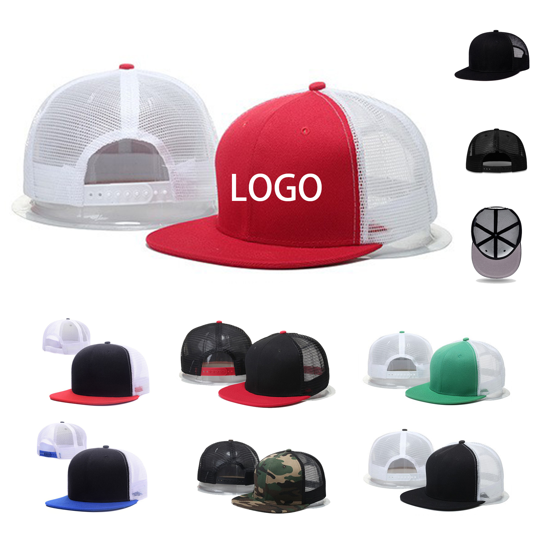 Kids Hip Hop Style Flat Bill Mesh Caps 1