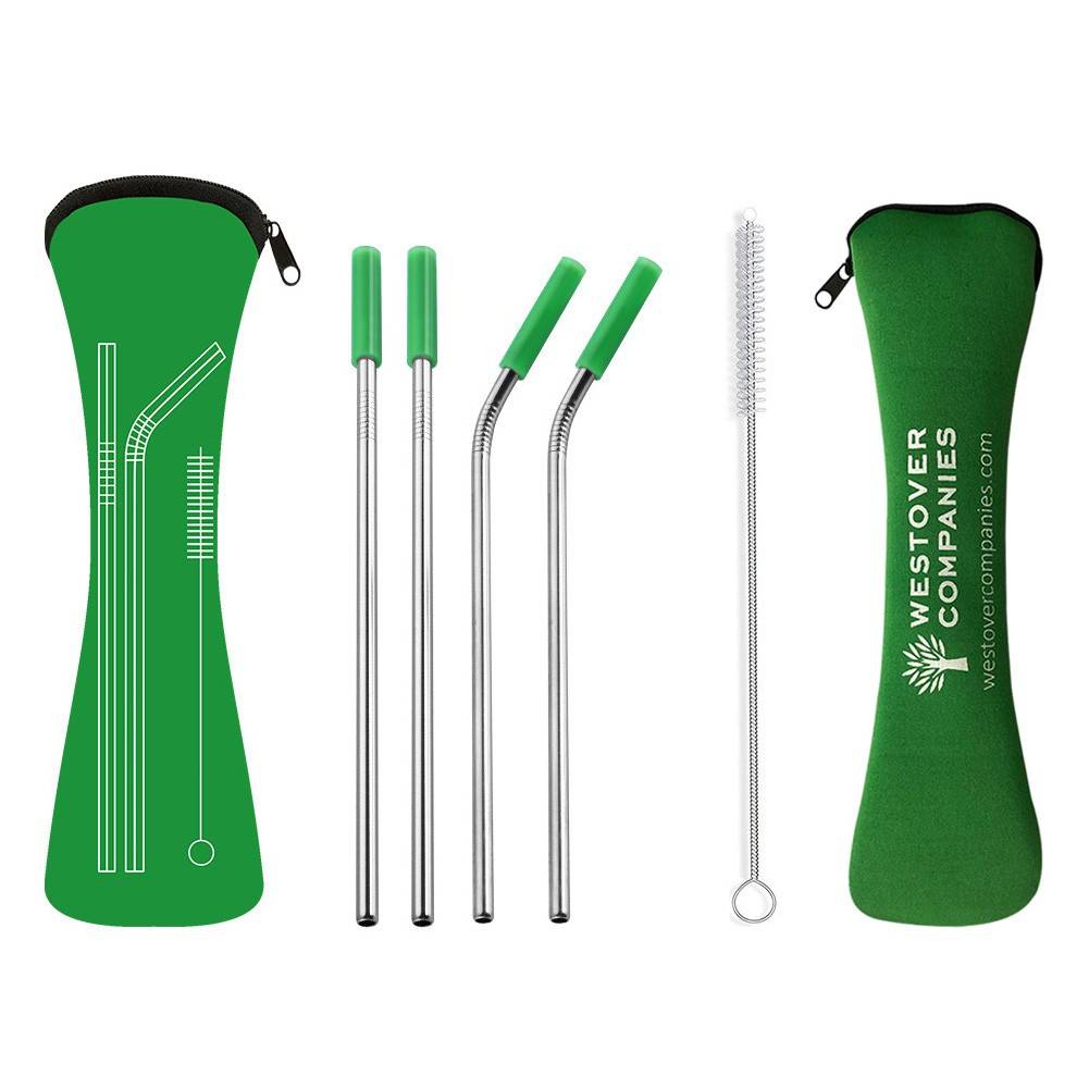 Reusable Stainless Steel Drinking Straws Set With Neoprene Pouch 1