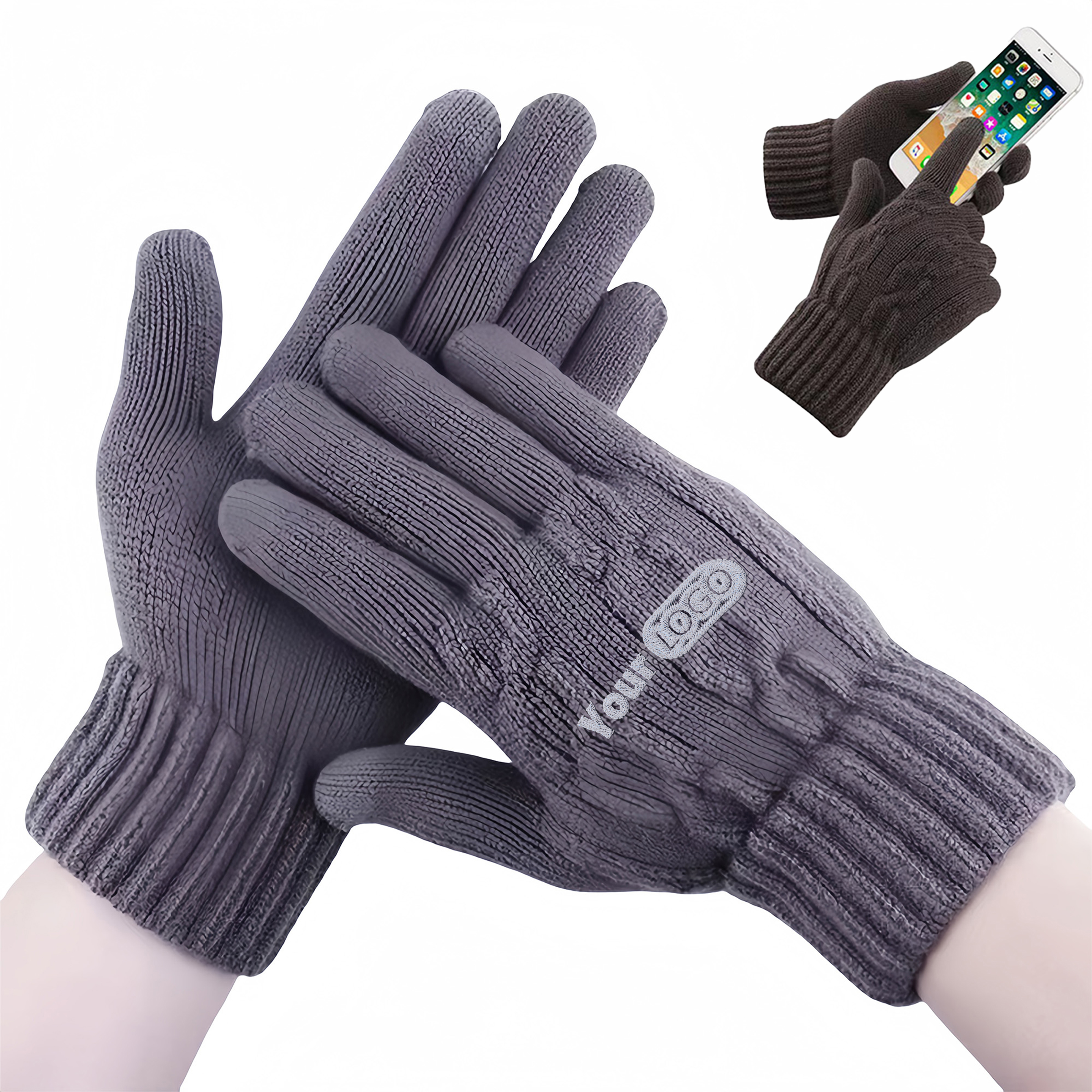 Acrylic Warm Solid Color Knitted Gloves 3