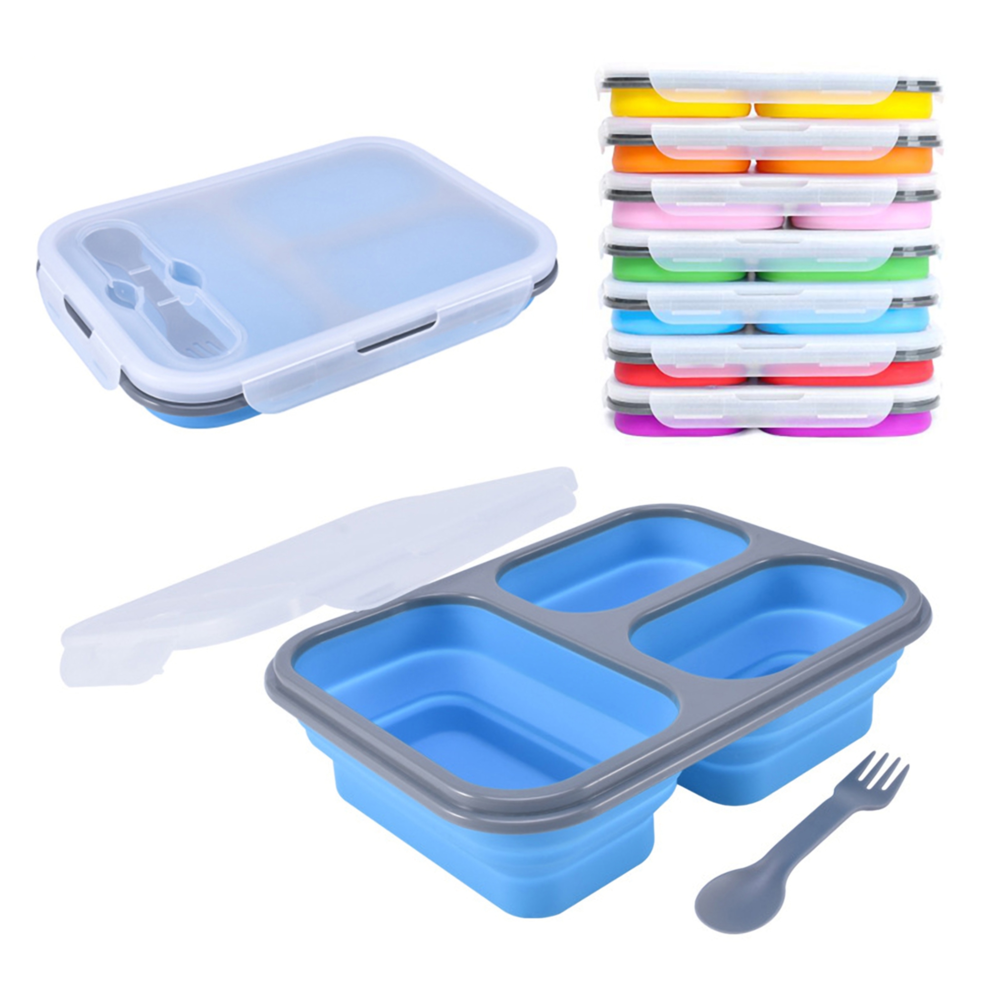 3 Compartment Foldable Silicone Lunch Box 4