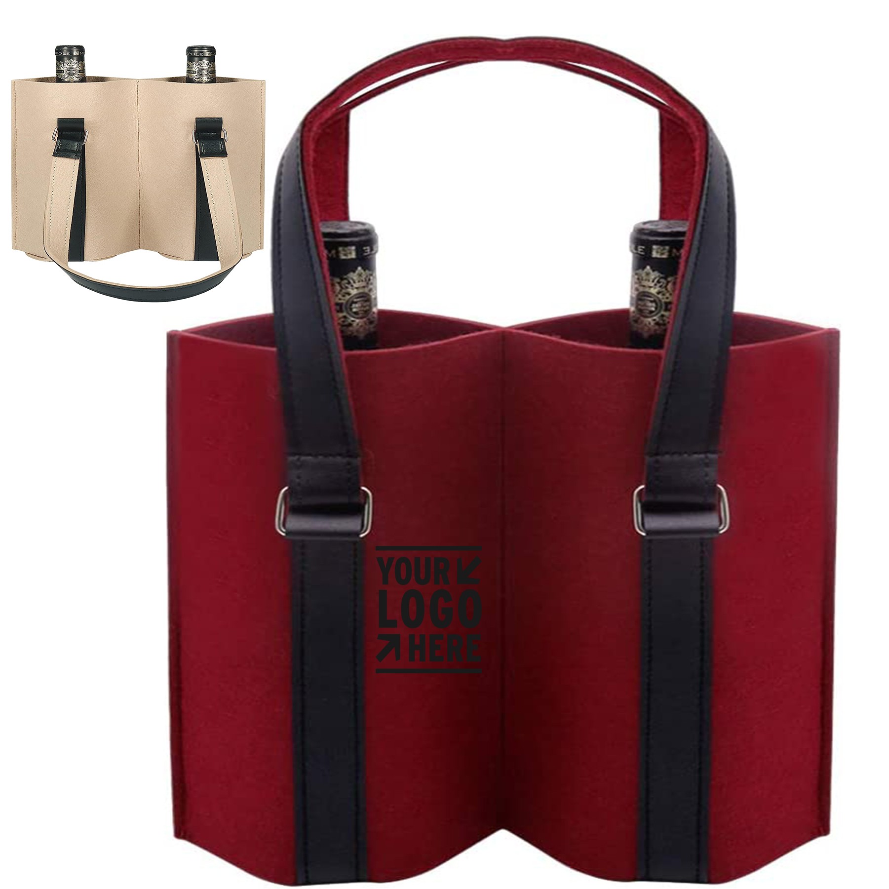 11.8 x 3.14 x 9.8 inch Felt Wine Carrier Tote Bag with Handle 2