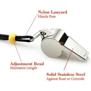 Stainless Steel Sports Whistles With Lanyard 3