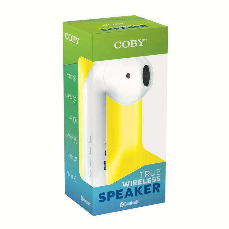 COBY True Bluetooth Wireless Speakers - White Pod-Style 1
