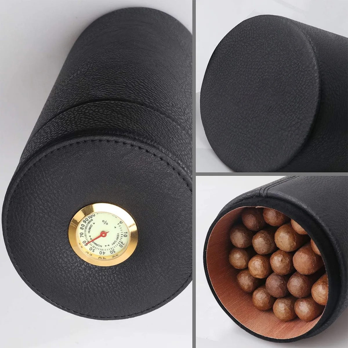 Portable Leather Cigar Humidor Case Jar For Travel Business 4