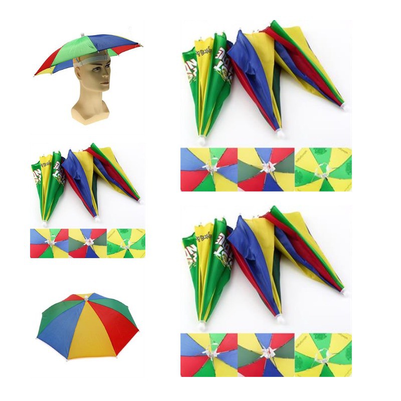 Colorful Outdoor Fishing Umbrella Hat With Elastic Headband