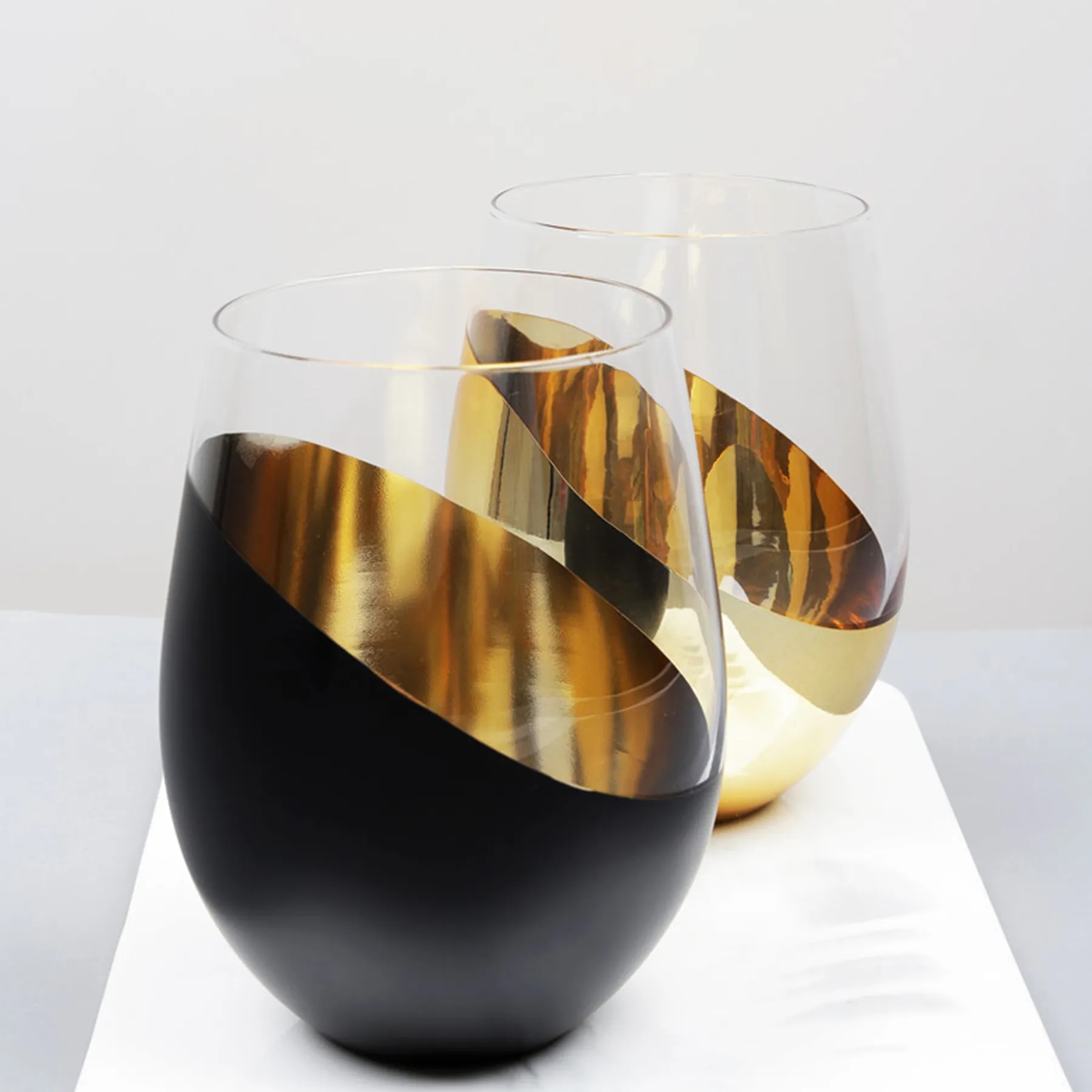 Stemless Gold Wine Glasses 4