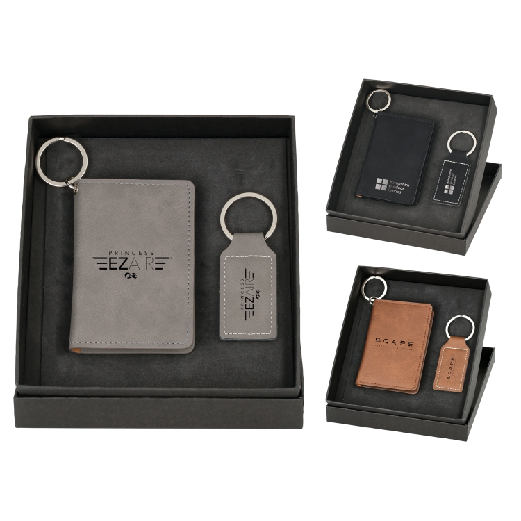 Wallet & Keychain Leatherette Set 2