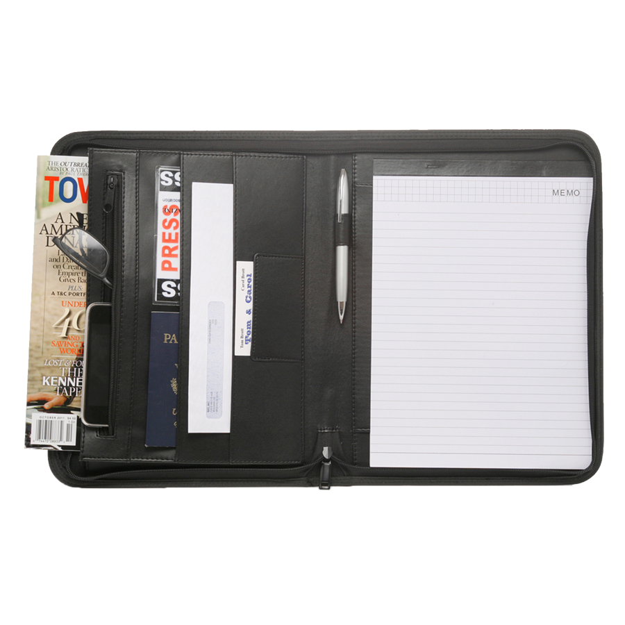 Zippered Black Leather Portfolios 1