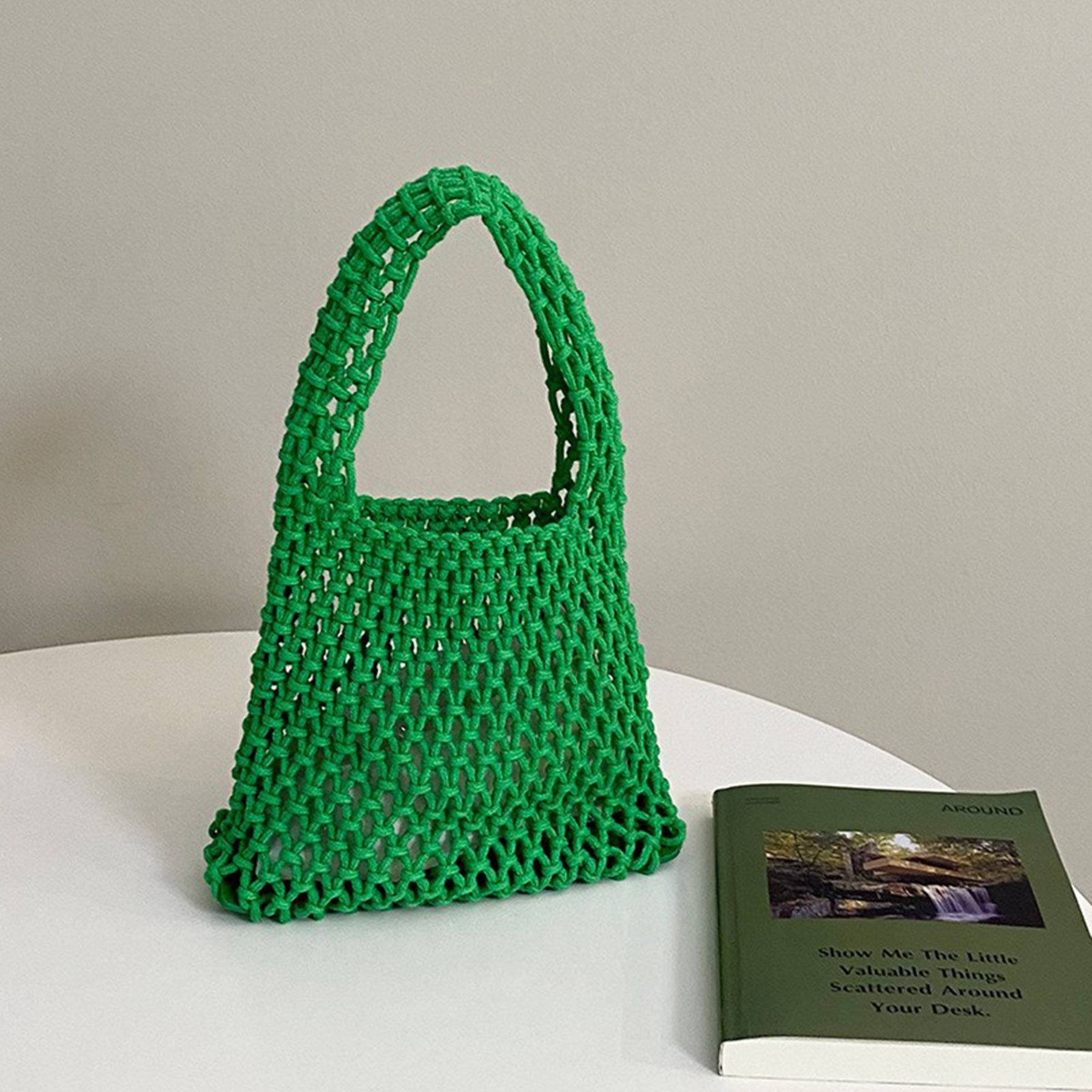 Hand-woven Shoulder Drawstring Summer Beach Bag 6