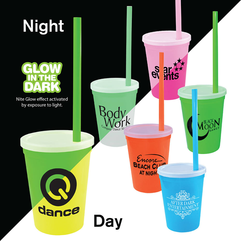 12 oz. Nite Glow Stadium Cup/Straw/Lid Set 1