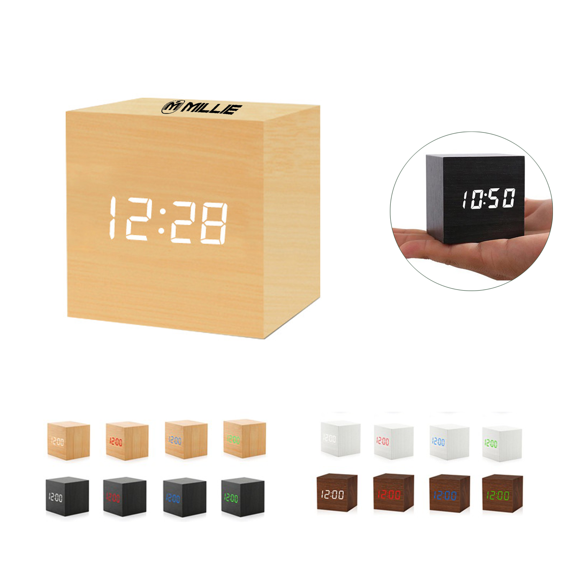 Led Cube Alarm Clock With Usb 1