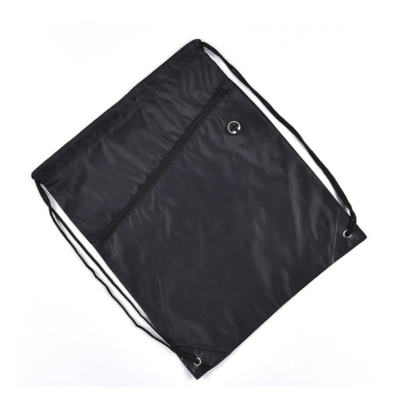 Sport Drawstring Backpack Bag With Front Zipped Pocket 5