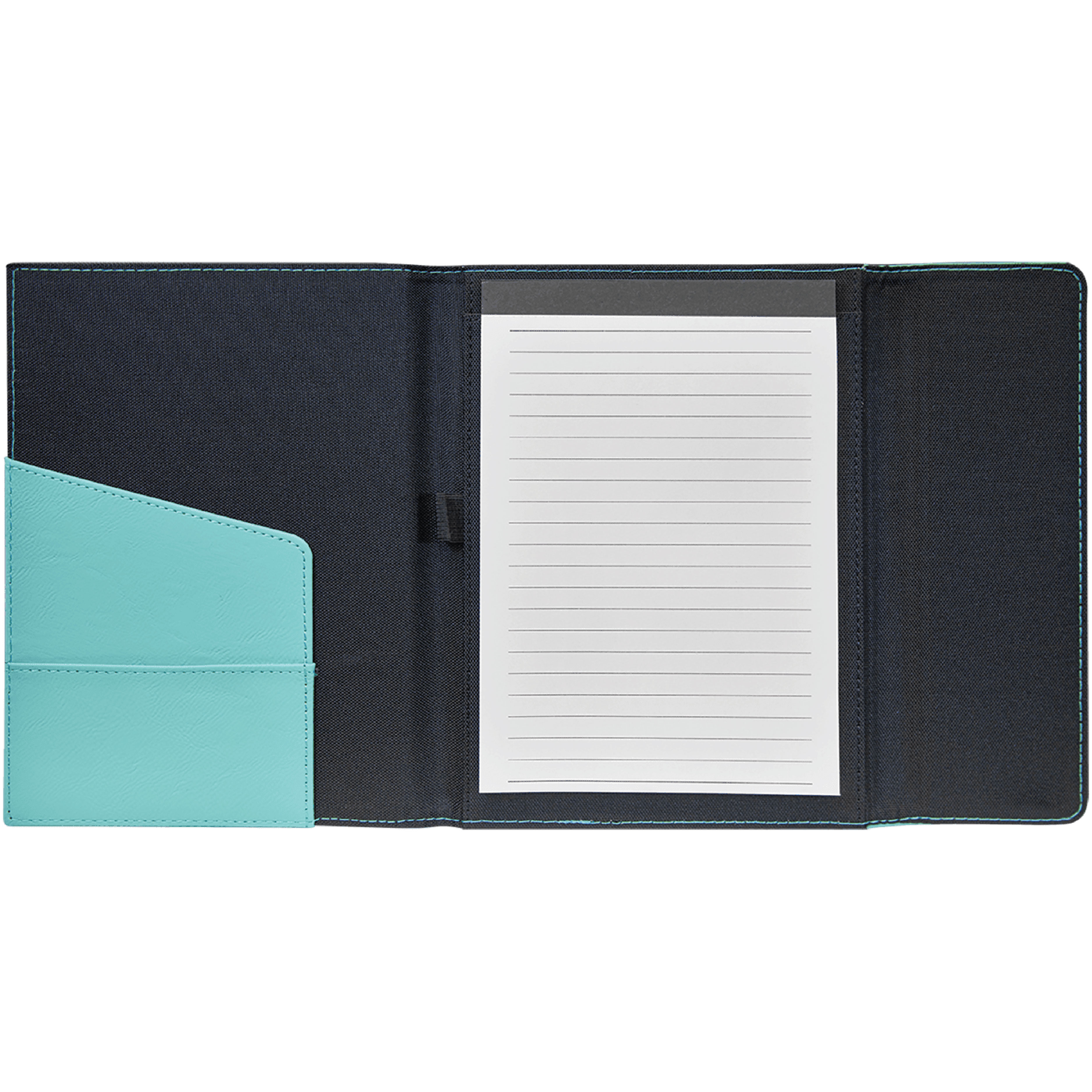 7" x 9" Teal Leatherette & Black Canvas Portfolio 3