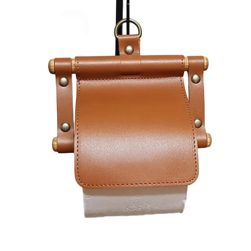 Wood and Leather Toilet Paper Holder 6