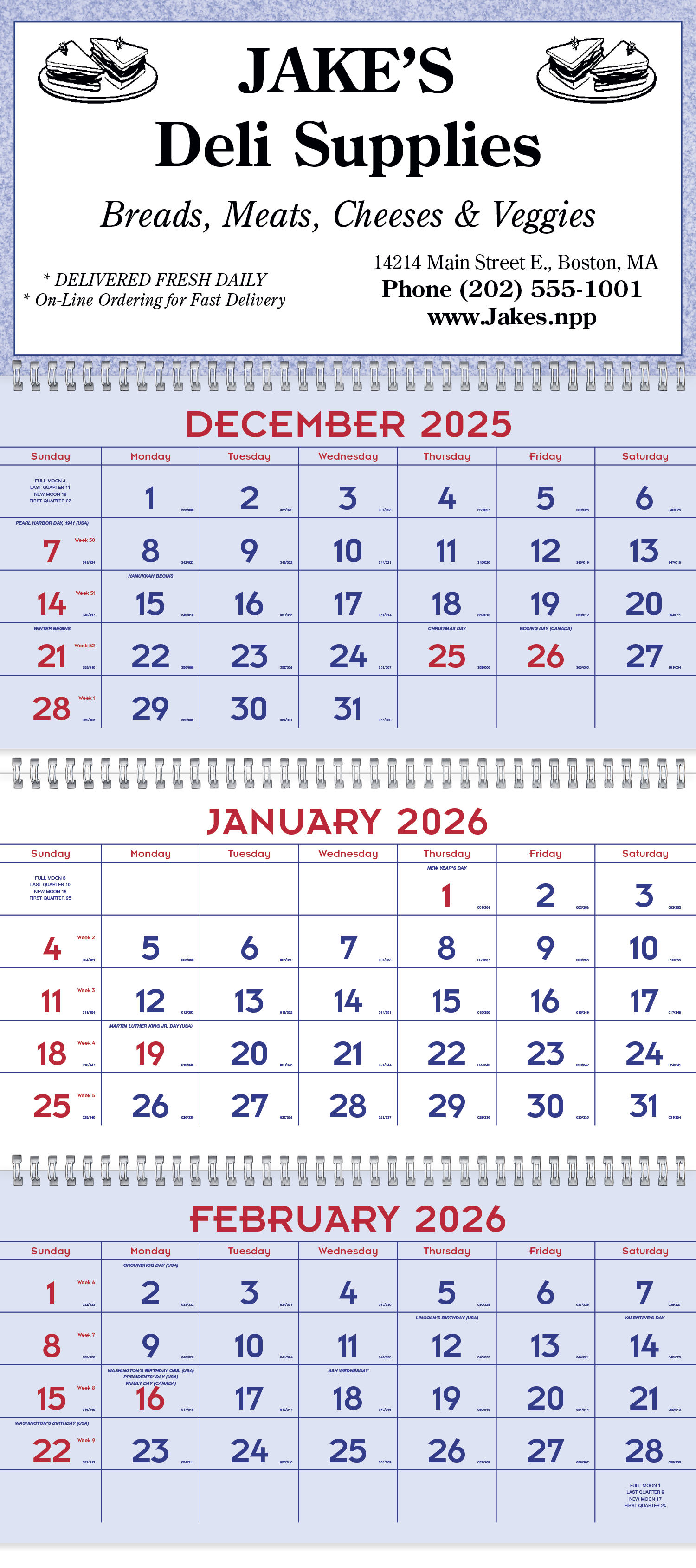 Triumph® Calendars Red & Blue Commercial Planner 5
