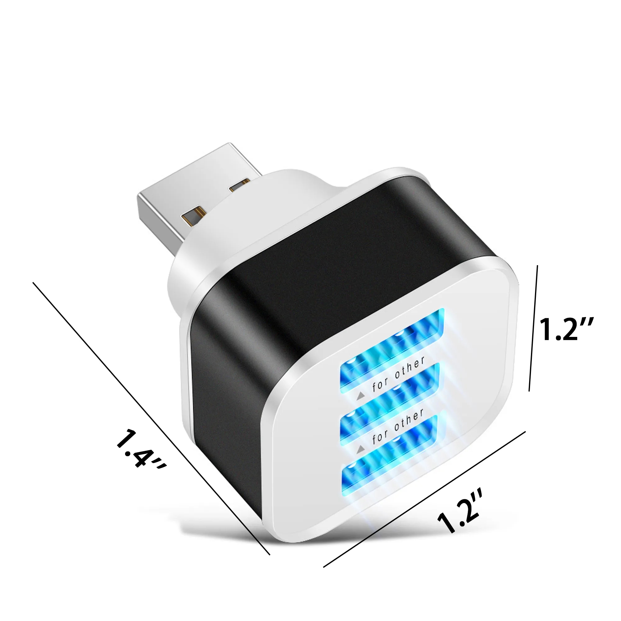 USB 2.0 1-in-3 Hub Splitter Extender 4