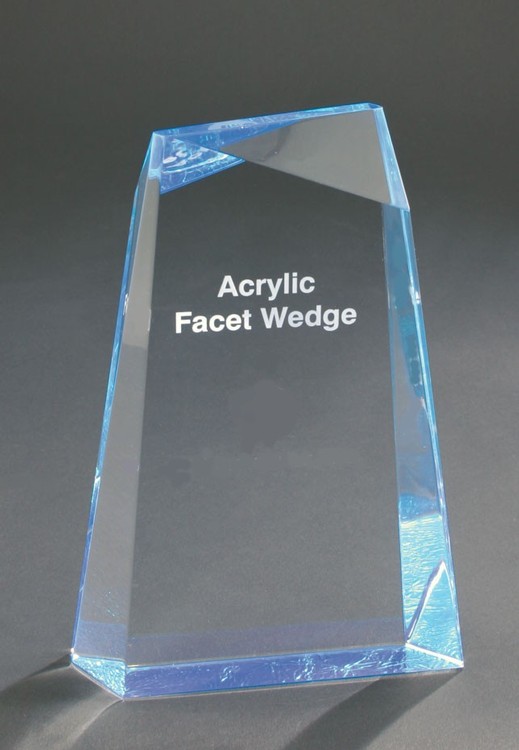 8" Blue Facet Wedge Acrylic Award 2