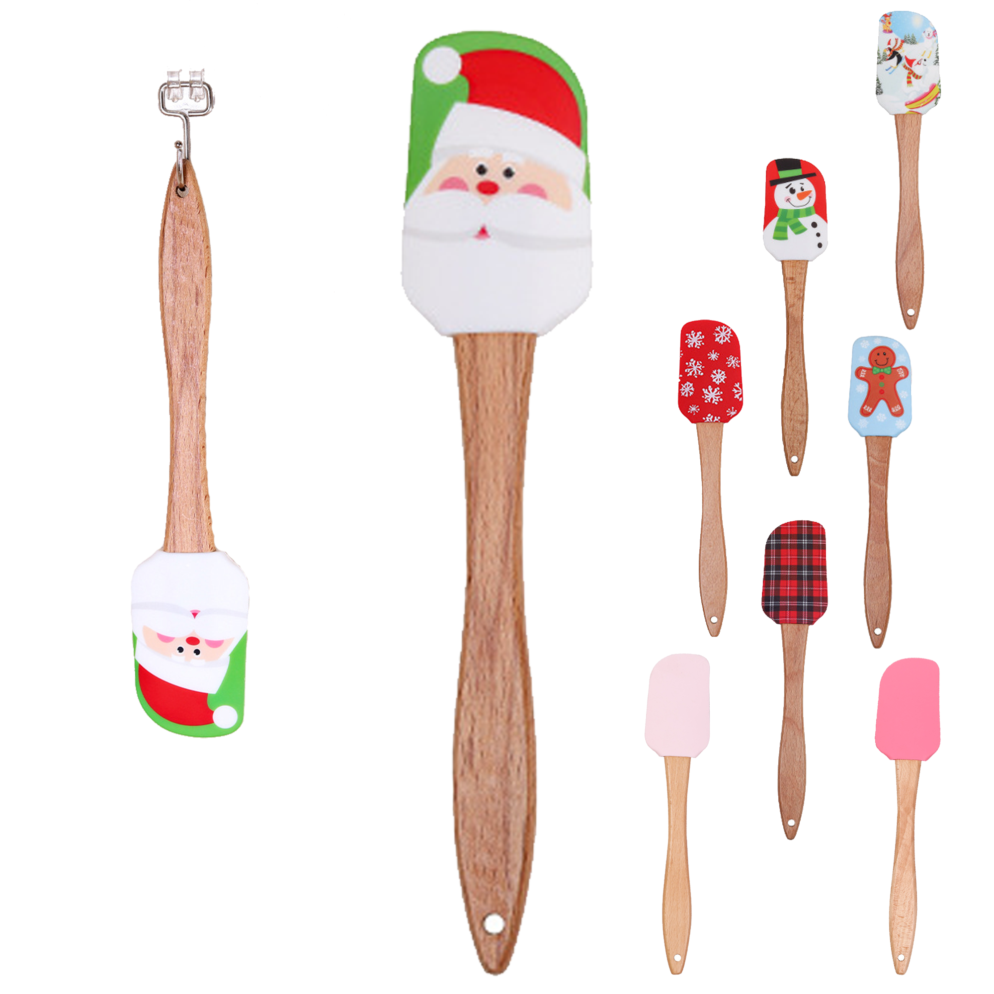 MOQ 10 Wood Handle Silicone Scraper for Festive Cooking 1