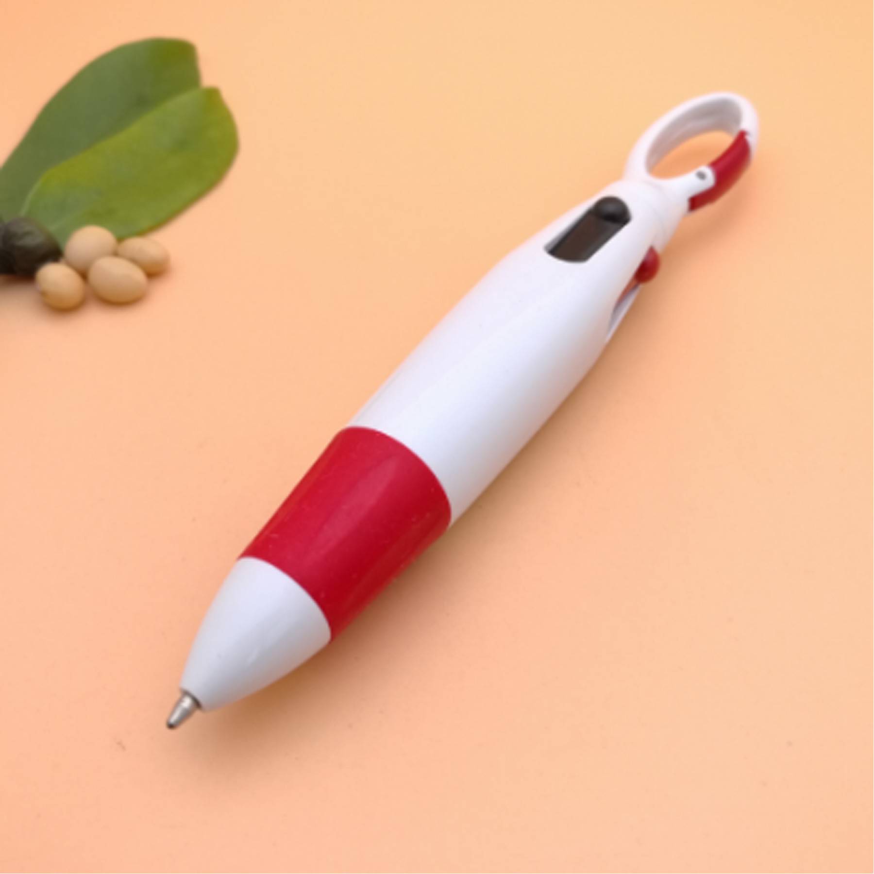 Retractable Four-color Shuttle Pens with Carabiner Clip 7