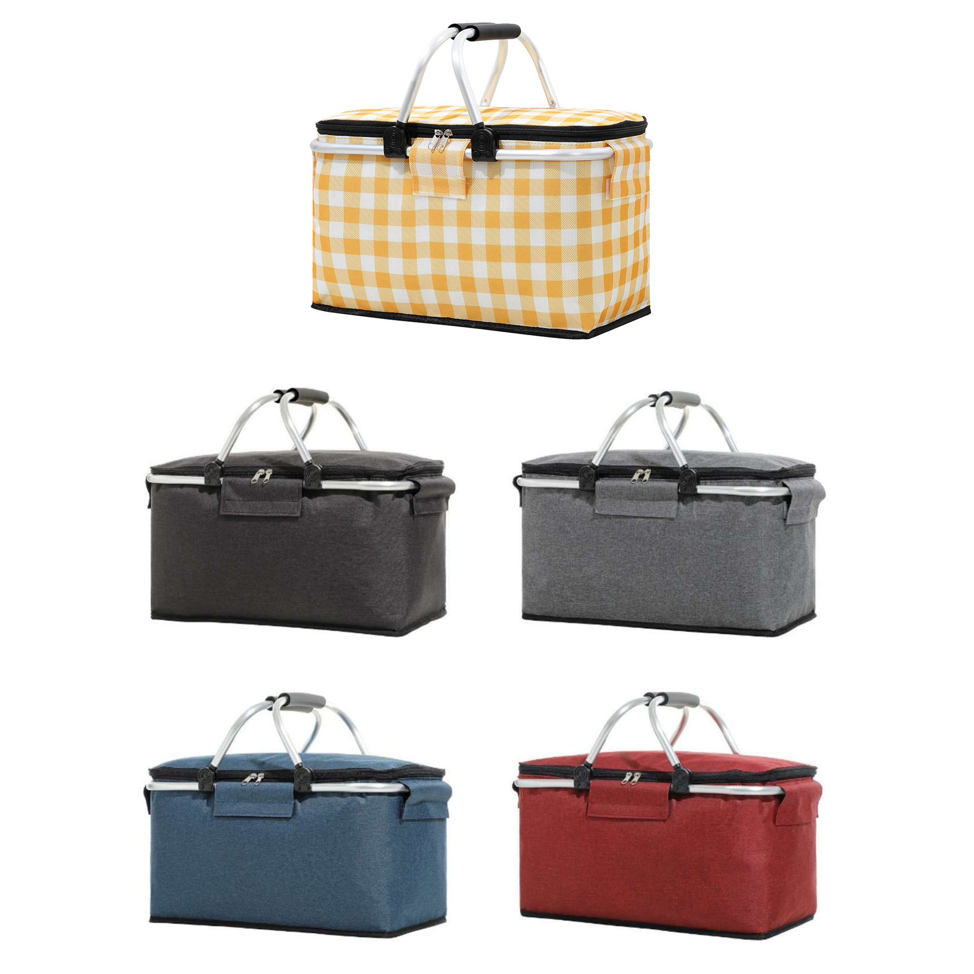 Portable Collapsible Insulated Picnic Basket With Handles 5