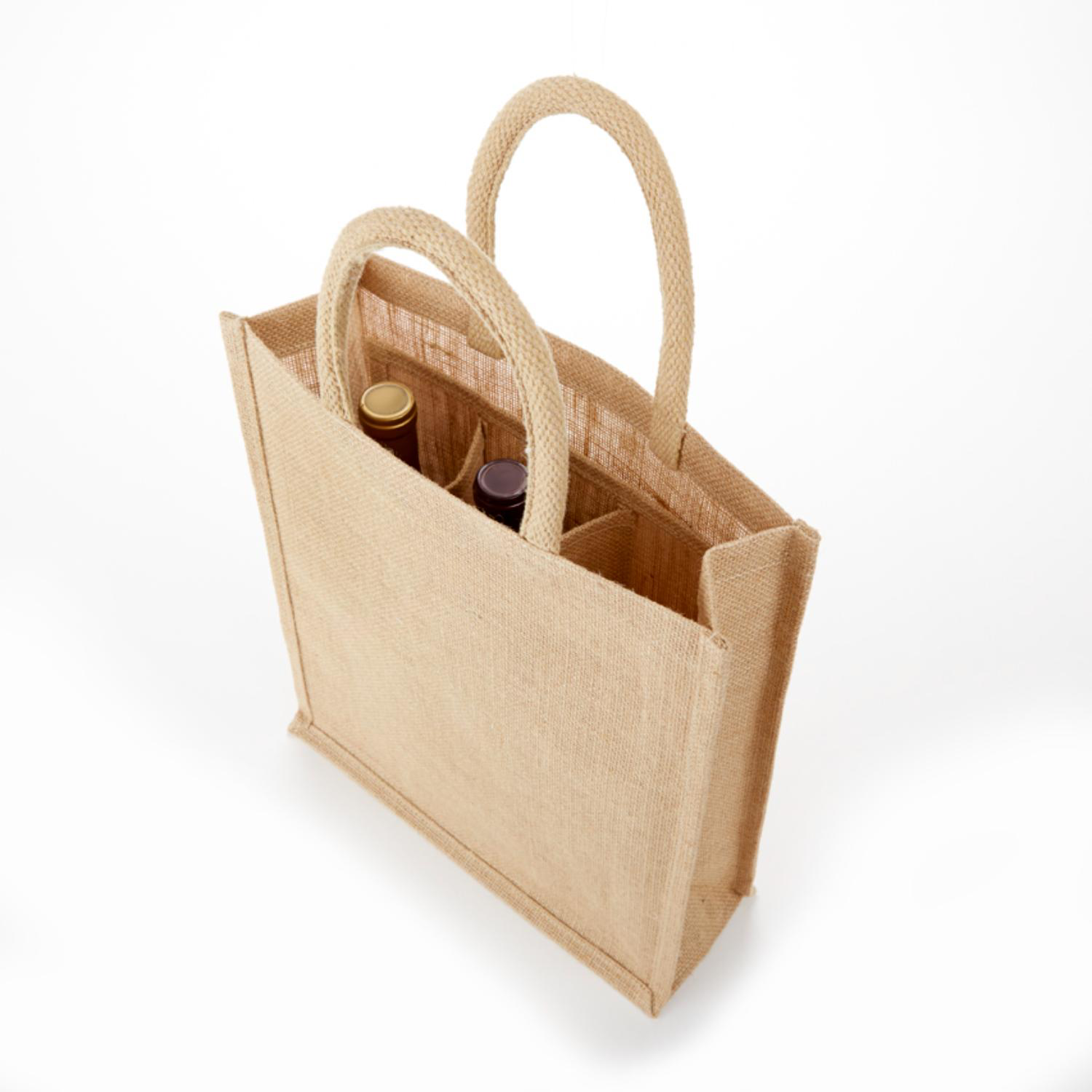 Eco-Friendly Jute Bag with Clear Front for Bottles, custom tote bag with logo imprint 2
