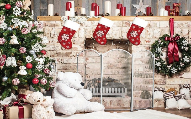 Christmas Fireplace Theme Backdrop for Photography 5x7ft 5